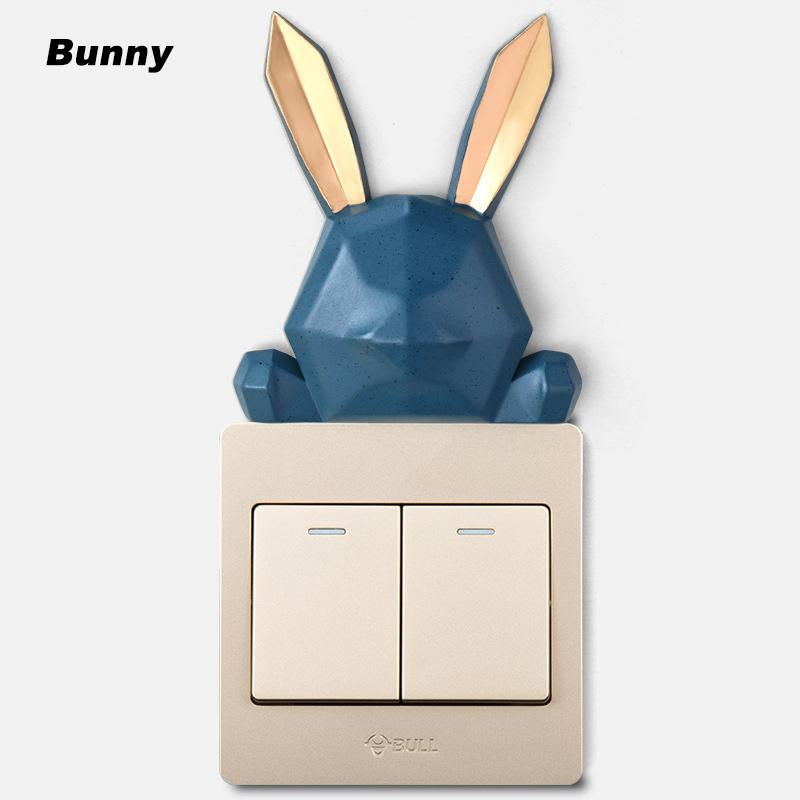 

3D стерео мультфильм животных узор переключатель наклейки настенный декор розетка защитная крышка Bunny синий