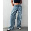 2026 Women's Casual Wide-Leg Non-Stretch Washed Denim Jeans - American Retro Low Waist