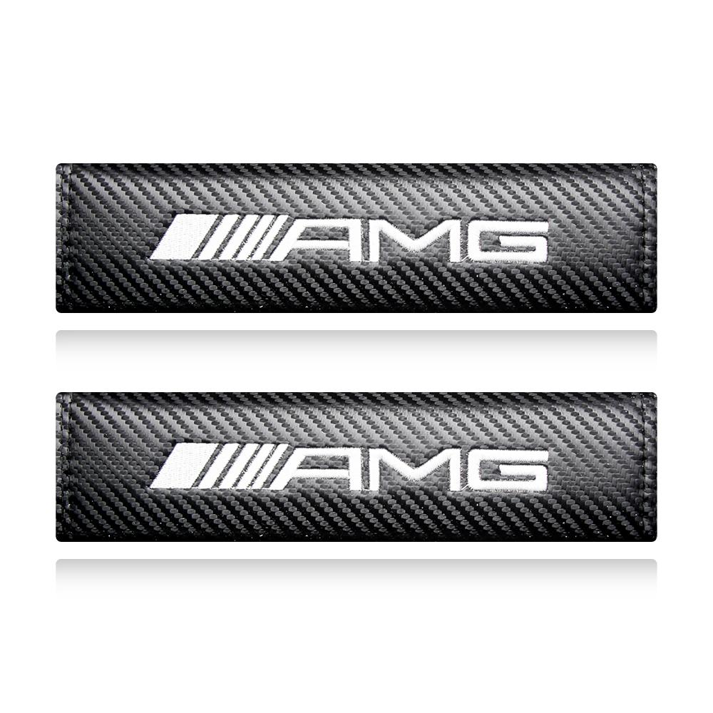 Carbon Fiber Leather Car Seat Belt Cover Shoulder Pad Neck Protection for Mercedes benz AMG C E S GLE CLC Class W204 W203 W205