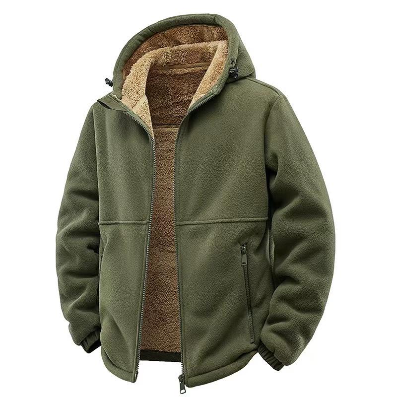 Winter Hunting Fleece Jacket Men Warm Polar Outdoor Hoodie Jacket Multi-Pocket Casual Full Zip Sport Hiking Coat