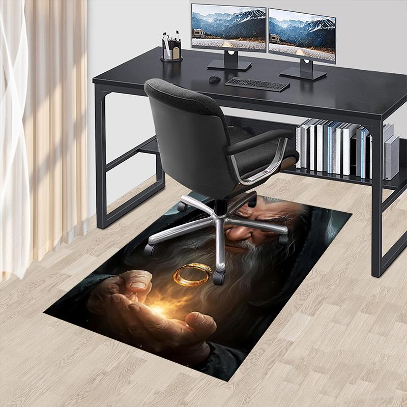 

Ring of Power,Wise Old Wizard Polyester Office Carpet Chair Mats, Home Decor Dormitory Floor Protector with Anti-Skid Backing, Large Area Co 60cm by 90cm