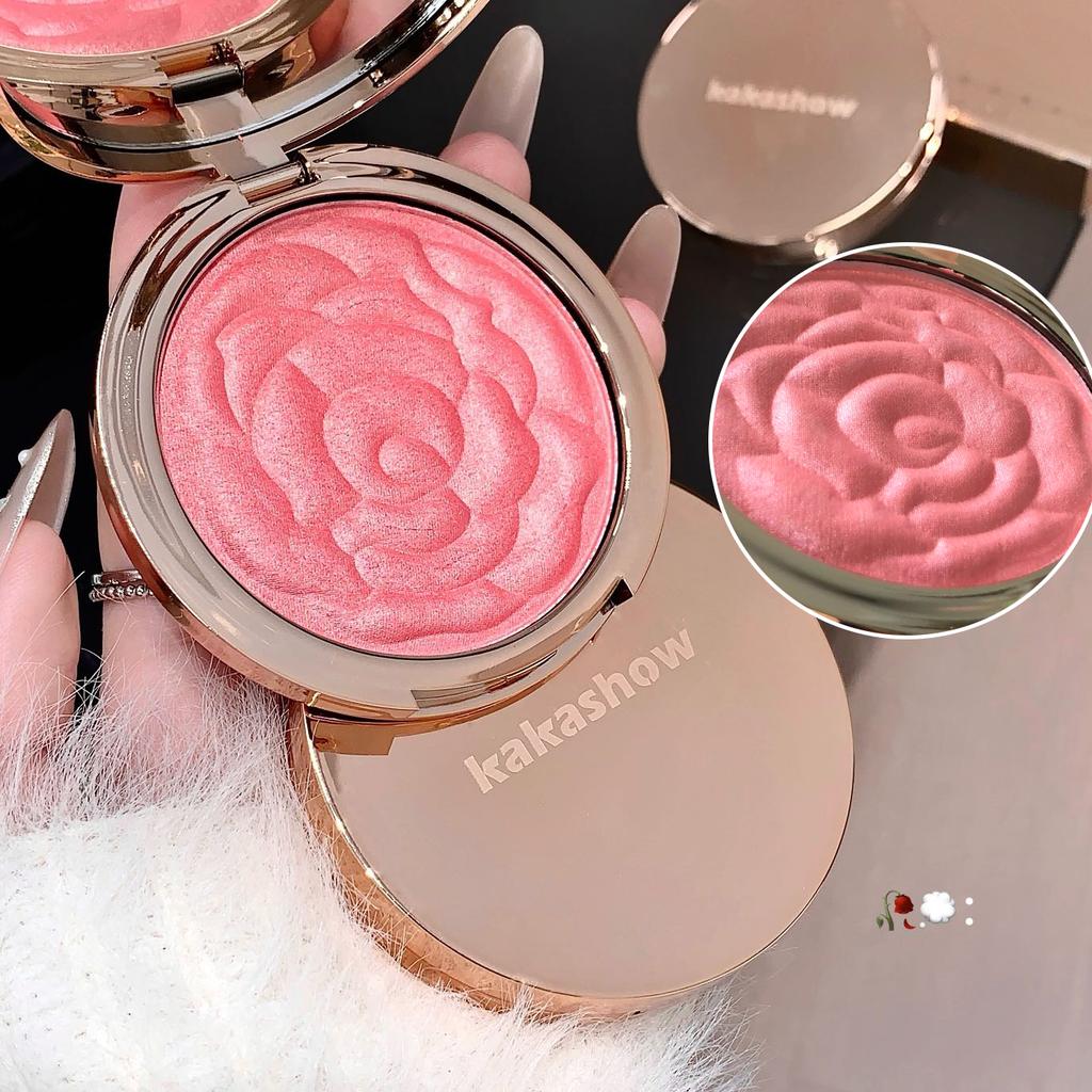 Kakashow Embossed Rose Blush Shimmer Multi- Blush Highlighter Eyeshadow Natural Pigment Atmosphere Makeup