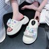 Fashion Fashion Colored Crystal Platform Slippers Women 2025 Summer Diy Thick Bottom Clogs Sandals Woman Non Slip Outdoor Slides Female