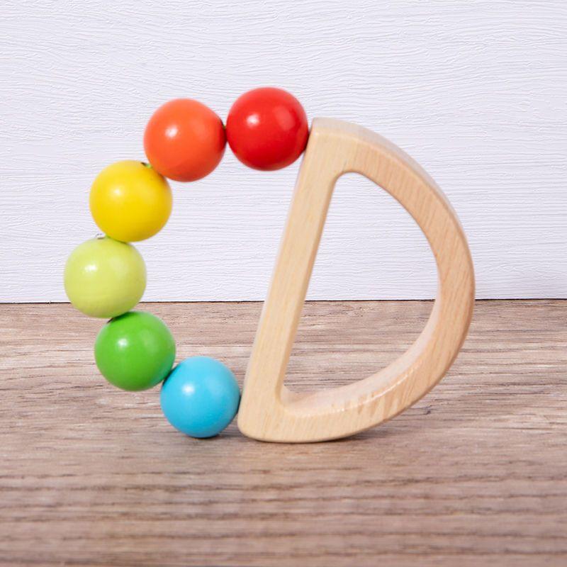 Montessori Baby's Rattle Molar Biteable Comfort Toy Wooden Newborn0-1Year-Old Baby Grip
