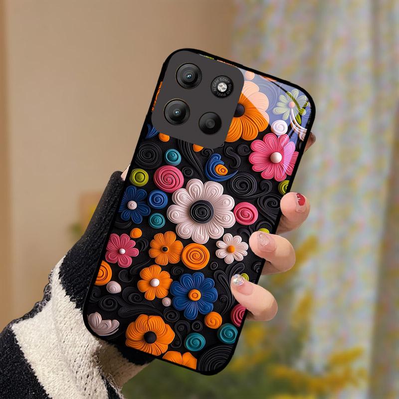 Para Motorola Moto G15 Capa Vidro Temperado Anti Queda Capa de Telefone Para Moto G 15 MotoG15 Capa Protetora Resistente a Choques Concha Dura de PC Bumper Traseiro