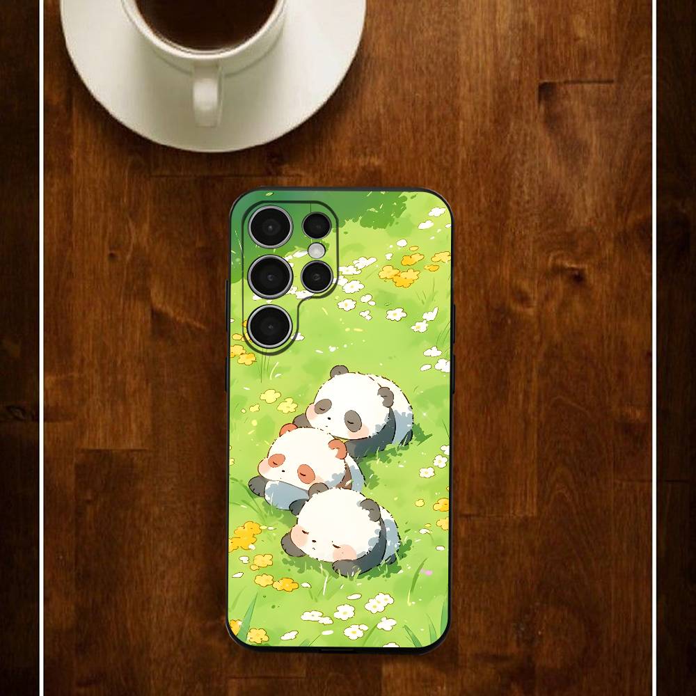 Kawaii Panda Phone Silicone Case For Samsung S24 22 20 23 21 20 Ultra Plus Lite 5G Print Cover