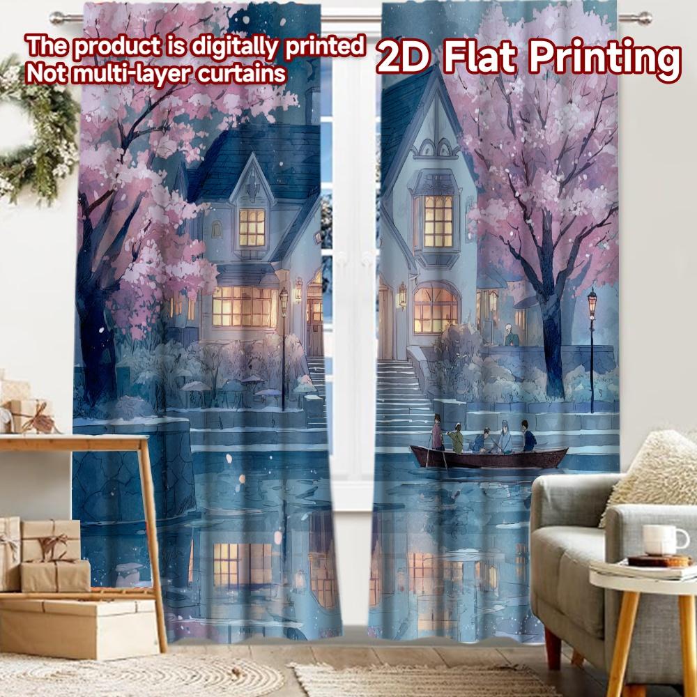 

2pcs, 2D FLAT PRINTING Curtains (Without Rod) Fairy Cottage Halloween Festival Creative Curtains Durable Polyester Fabric 52.50 × 116.00 cm 2 pcs