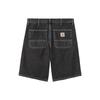 Carhartt WIP SS24 Simple Loose Fit Square Label Zip Fly Denim Shorts Unisex Shorts Black I033333-89-60