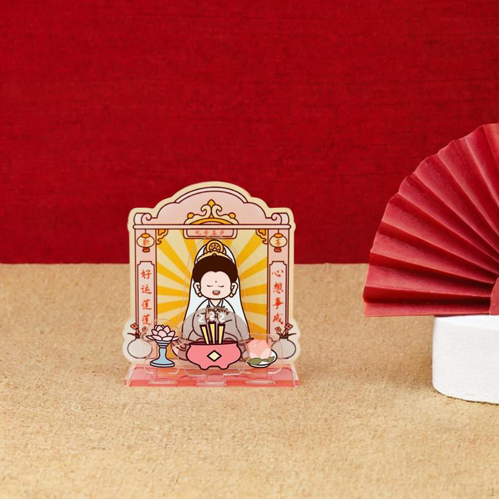 

Акриловая китайская бессмертная фигура настольная вывеска 2D плоский узор для спальни 7.1x7.5см фэншуй Guanyin