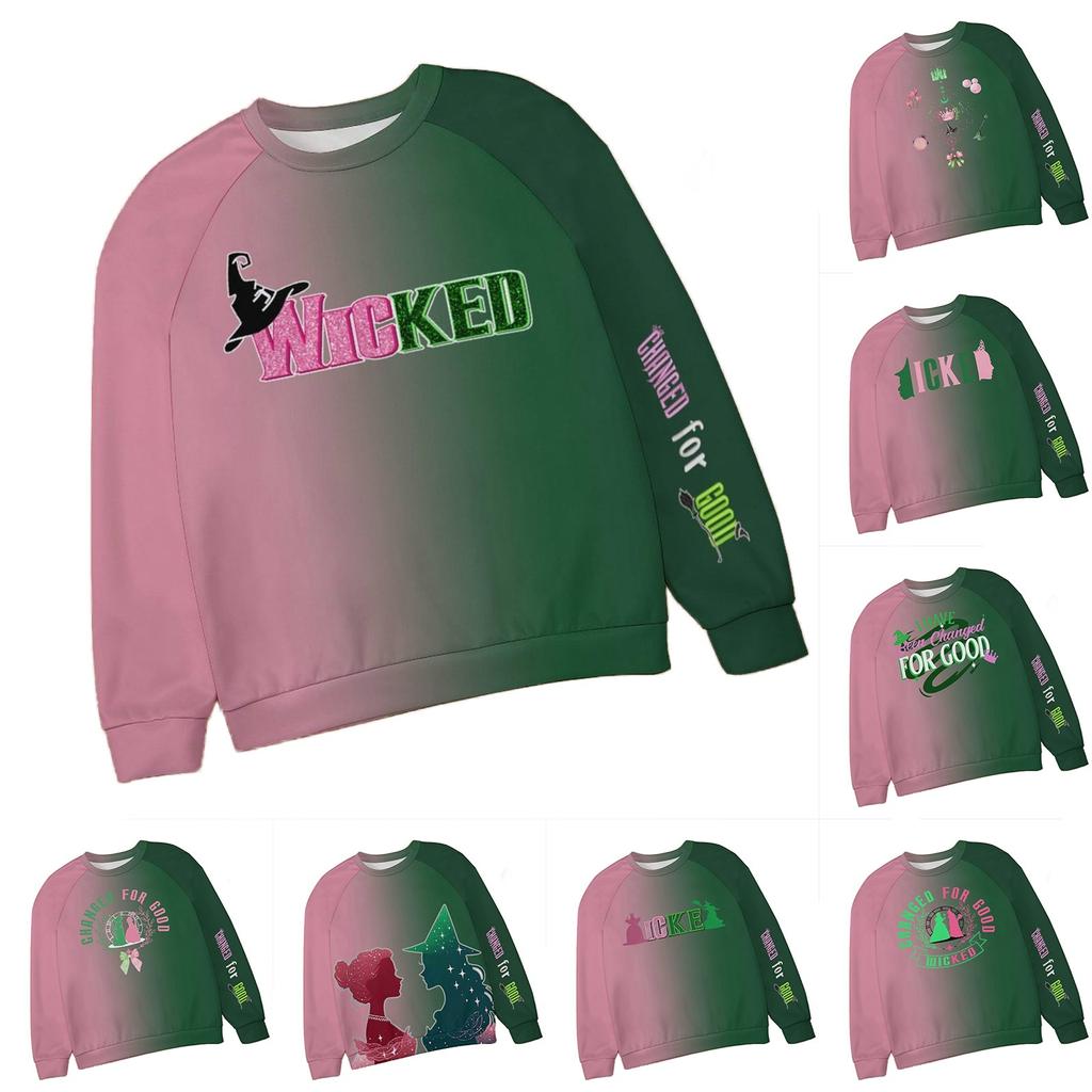 Kids Fashion Round Neck Bad Witch Printed Casual Sweatshirt