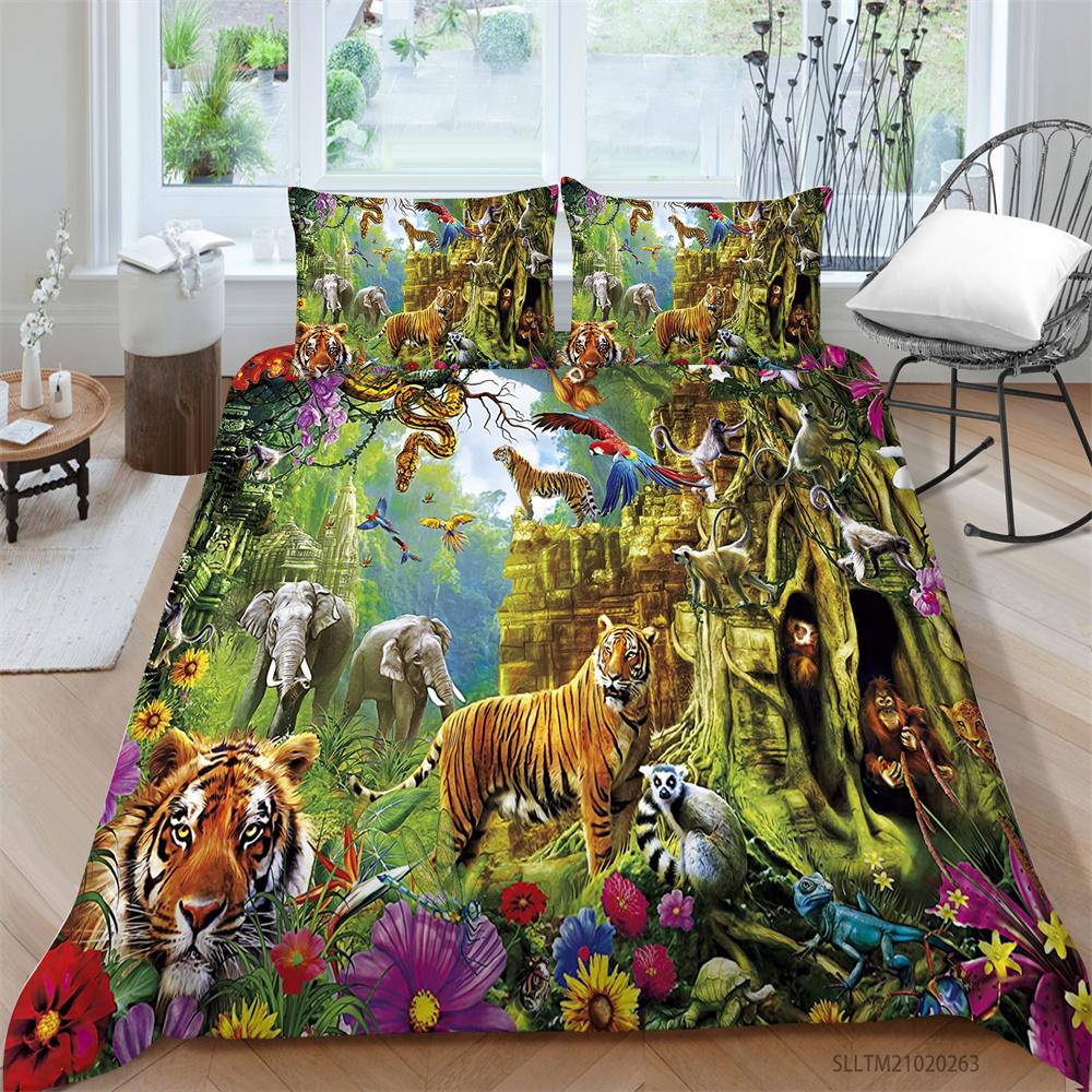 

Комплект постельного белья с 3D животным принтом, одеяло для детей, школы, взрослых, дышащие удобные комплекты кроватей, домашнее постельное белье, наволочка EU Single 135x200cm