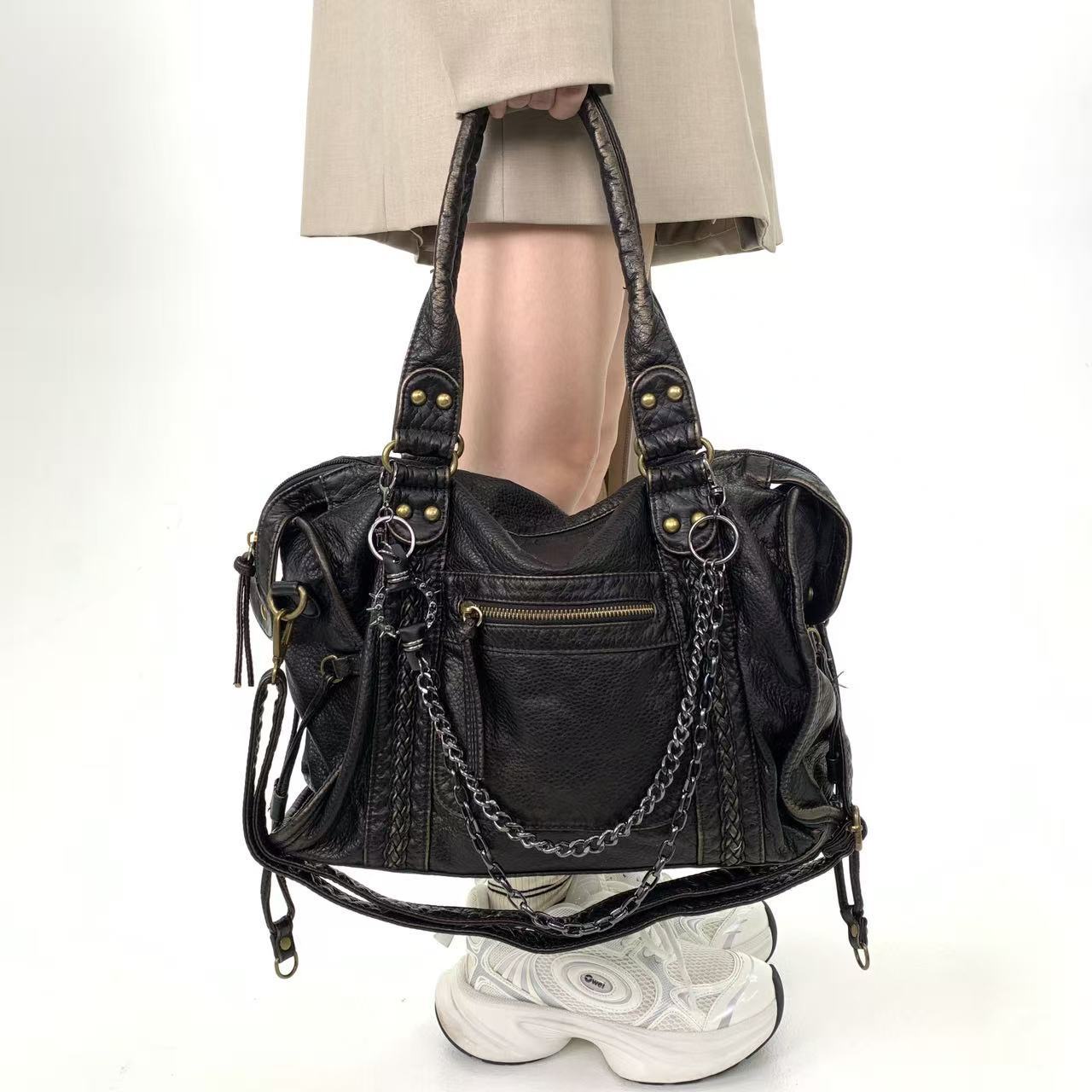 

Maillard Personality Babes Tote Bag Retro Street Locomotive Shoulder Messenger Bag чорний