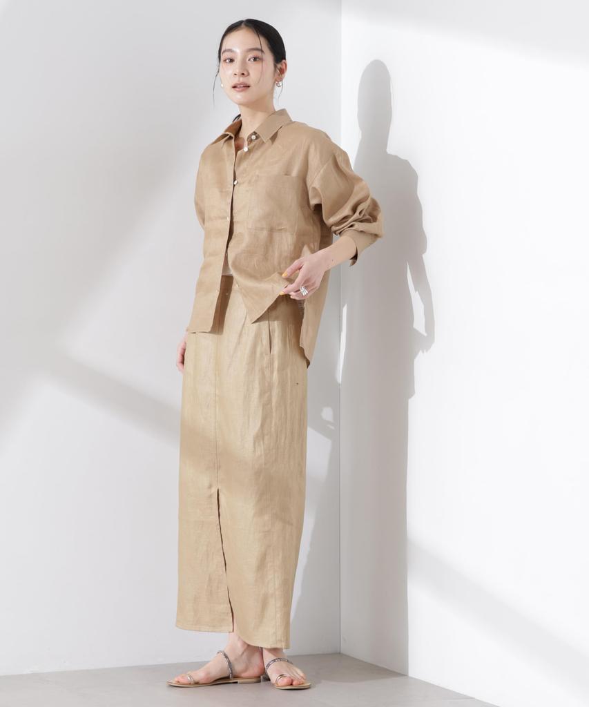 Nano Universe European Flax Sheer Shirt Be Paired with Other F 040 Beige (Can Items) Women's 669-5120300