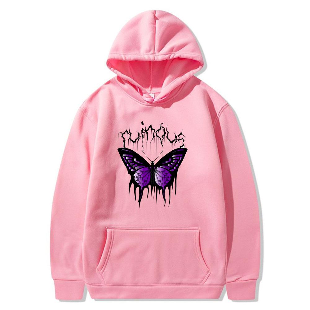 2025 Creative Butterfly Sweater Autumn and Winter Simple Long Sleeve Hooded Men's and Women's Couples Hoodie