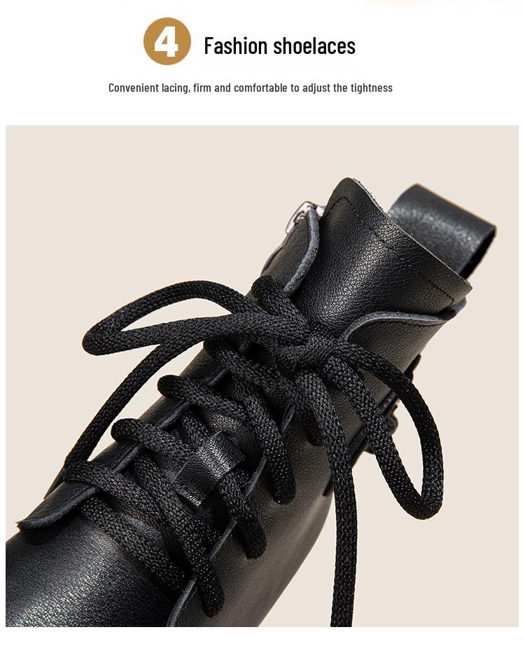 Women's Genuine Leather Platform Ankle Boots - Plush, Lightweight, Martin Style for Fall/Winter