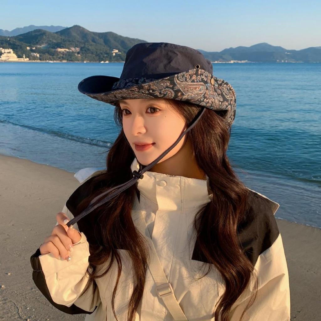 Women's Retro Cowboy Ethnic Style Wide Brim Sun Hat – Breathable Outdoor Beach Protection