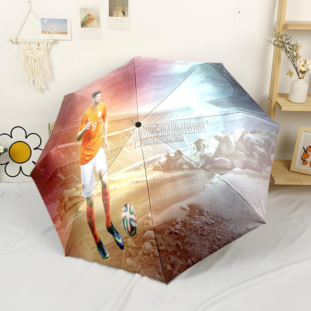 Football Player Action Automatic Umbrella with 8-Rib Compact Design All-Season Travel Elegant Umbrella Best for Christmas