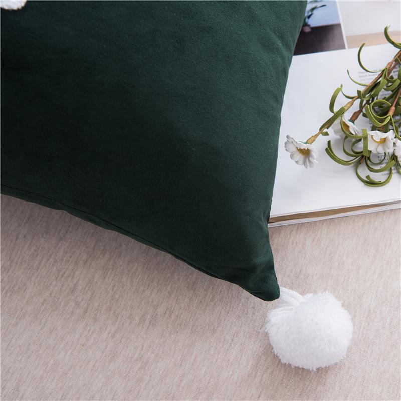 45x45cm Smile Letter Velvet Solid Color Sofa Cushion Cover With Balls Pillowcase Home Living Room Decoration