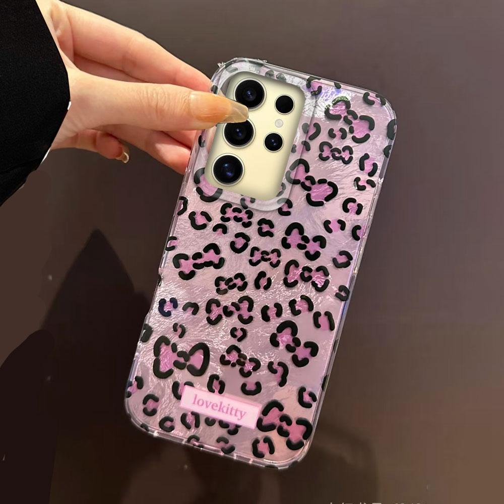 Retro Pink Leopard Glacier Texture Phone Case for Samsung Galaxy S25 S24 S23 S22 S21 FE Plus Ultra Shell Silicone Back TPU Cover