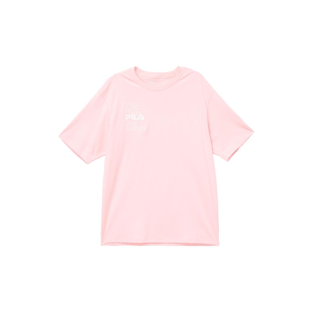 Fila Dopamine Embroidered Cat Dog Comfortable Casual Short Sleeve T-Shirt Unisex Tops Breezy-Pink F11U429102F-PK