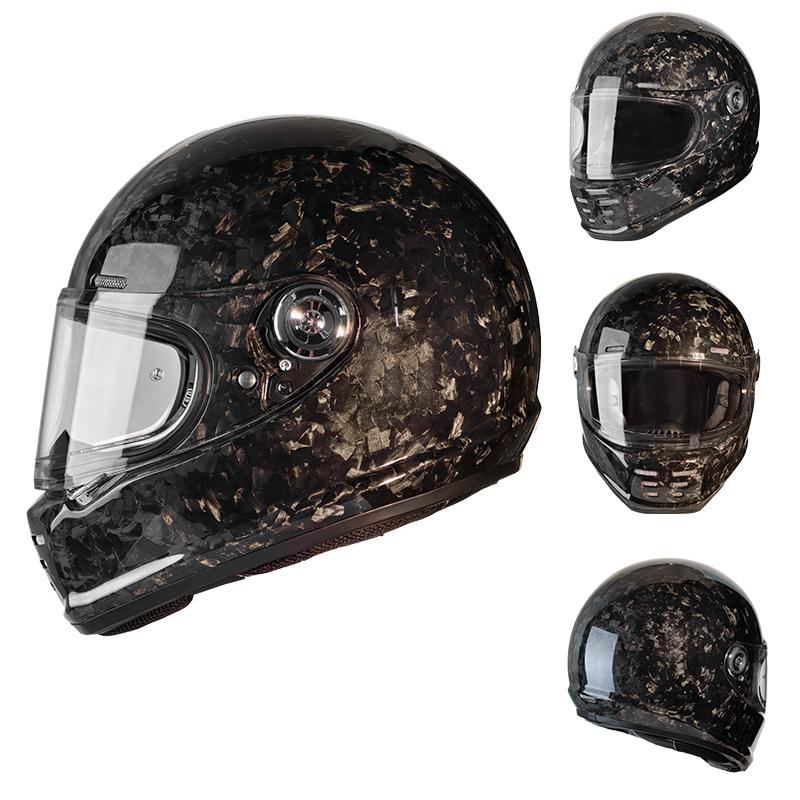 

Винтажный мотоциклетный шлем-интеграл из углеродного волокна, всесезонный, мужской и женский, защитный шлем для мотоциклетной педали, круизный мотоциклетный шлем XL