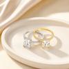 Fashion Wedding Accessories Rectangular Zircon Plated 18K Gold Couple Engagement Diamond Ring