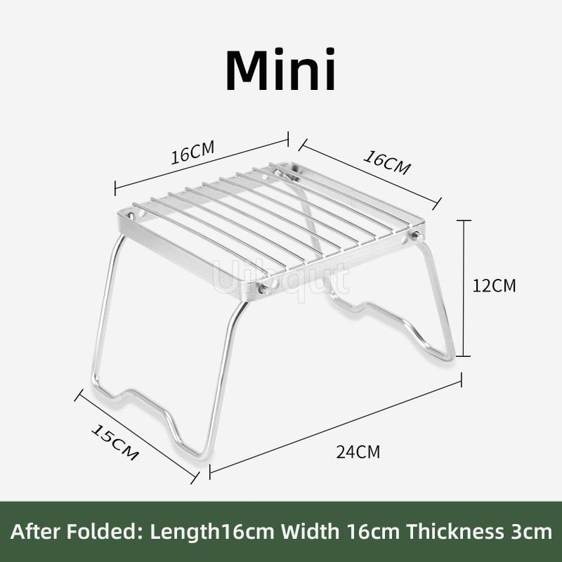 Outdoor Stove Stand Portable Foldable Kettle Stand Stainless Steel Striped Mesh Grill Rack Mini Stand Baking Tray Holder Grill