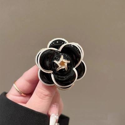 Black White Fabric Camellia Flower Brooches For Woman Men Mourning Brooch Pins Dress Shirt  Accessories