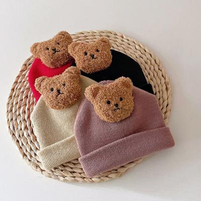 Kindermützen, warme Mütze, modisch, niedlicher Cartoon-Bär, Häkelmütze, Mütze für Neugeborene, Jungen, Mädchen, Herbst und Winter