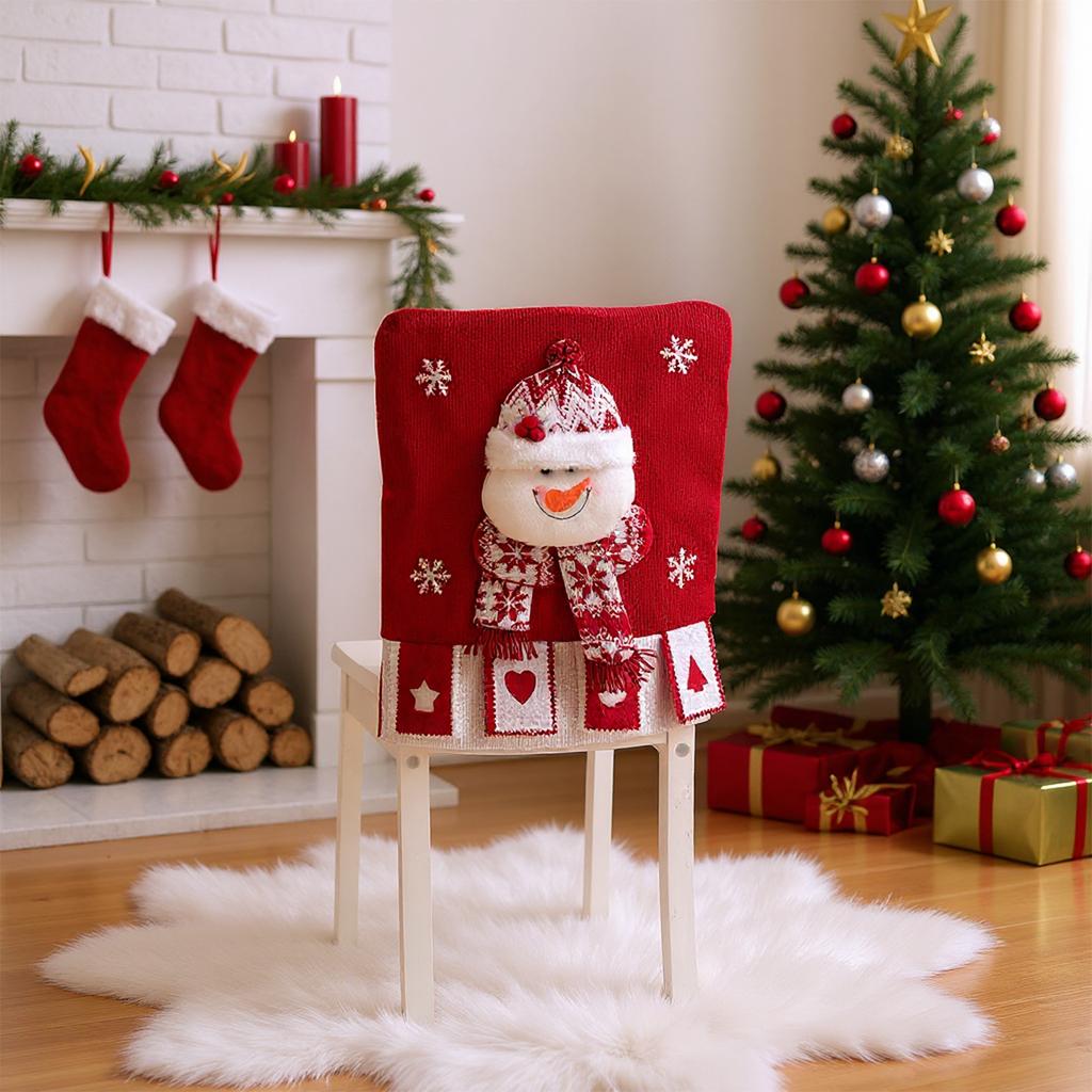 Chair Back Cover Xmas Dining Chair Cover Dinner Chair Seat Cover for Christmas Holiday Festival Decor