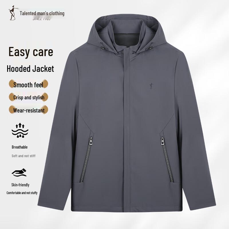 Herren Frühling Winddichte Jacke mit abnehmbarer Kapuze
