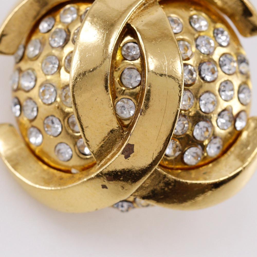 CHANEL COCO Mark Earring vintage Plated Gold/Rhinestone 34.1g Women Used