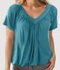 2025 V-Neck Raglan Sleeve Ruffled Casual T-shirt