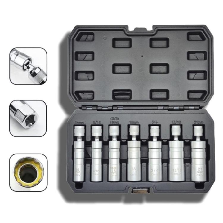 14mm 16mm 18mm 21mm Magnetic Sparks Plug Socket Set 3/8 Drive Universal Joint Thin Wall Design for Various Wrenches