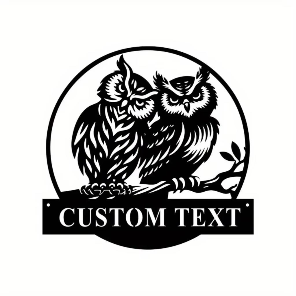 Customized Owl Metal Wall Art, Handmade Living Room Bedroom Decor, Unique Craft Sign