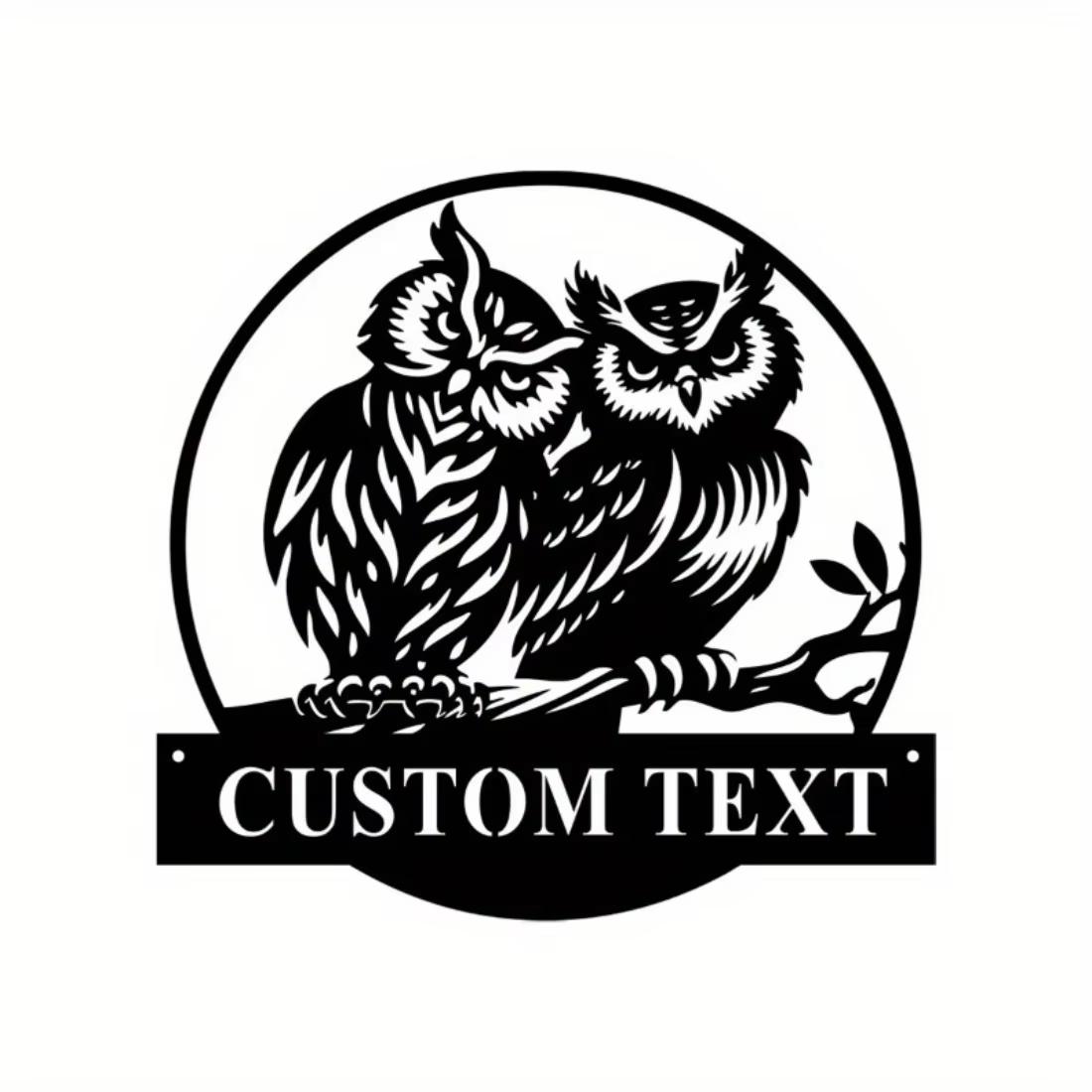 

Customized Owl Metal Wall Art, Handmade Living Room Bedroom Decor, Unique Craft Sign S чорний