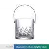Glass ice bucket, stainless steel handle with ice clip hexagonal ice cube bucket