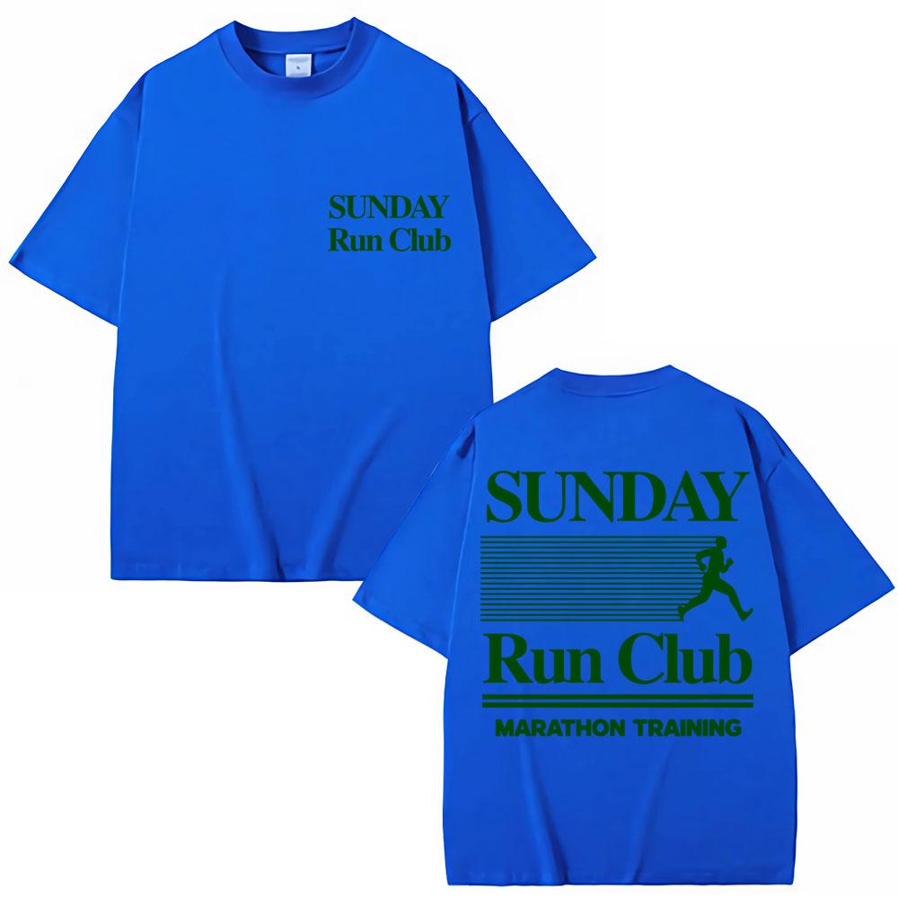 Sunday Running Club Graphic Summer T Shirt Cotton Breathable Sporty Jogging Tshirts Unisex Women Oversized Cotton Casual Tshirt
