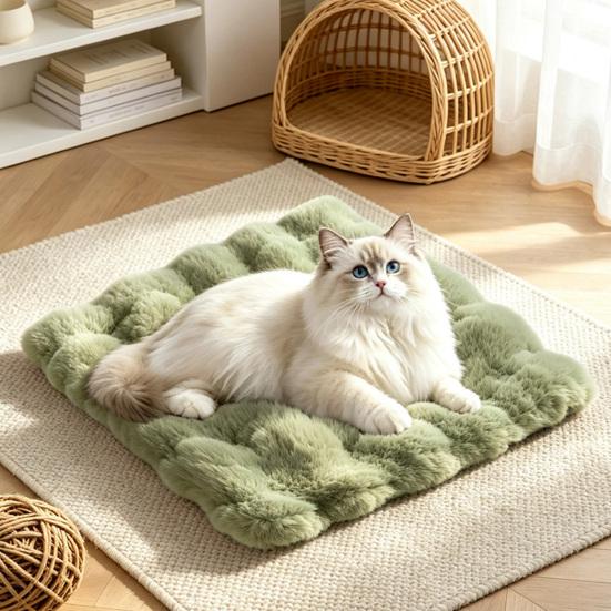 Comfortable Sleeping Rug for Dogs Faux Fur Pet Mat, Soft Warm Cat Pad with Non-slip Bottom, Winter Self-Warming Fuzzy Cozy Mat Bed Cats, Machine