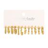6Pairs/set Simple Gold Earrings Set for Women Retro Hoop Earrings Jewelry Accessories