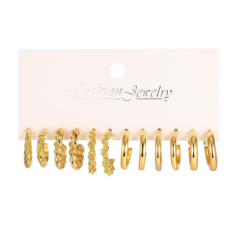 6 Paare/satz Einfache Gold Ohrringe Set für Frauen Retro Creolen Schmuck Zubehör