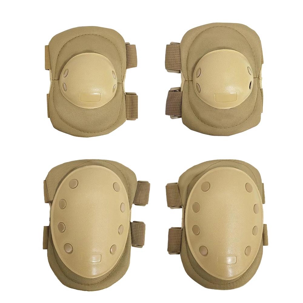 2025 Tactical Elbow & Knee Pads Set Paintball/CS Game Adjustable Protective Gear Hard Shell Safety Pads (2 Knee +2 Elbow Pads)