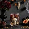 Totenkopf Design Dekorative Tasse Halloween Handwerkskunst Glaswaren, Fledermaus/Zaubererhut/Vogelscheuche/Krähe Handbemalter Kelch, 420ml Bleifreies Transparentes Glas