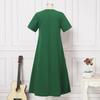 2024 Spring/Summer European American Cotton Linen V-Neck Short Sleeve Pocket Dress