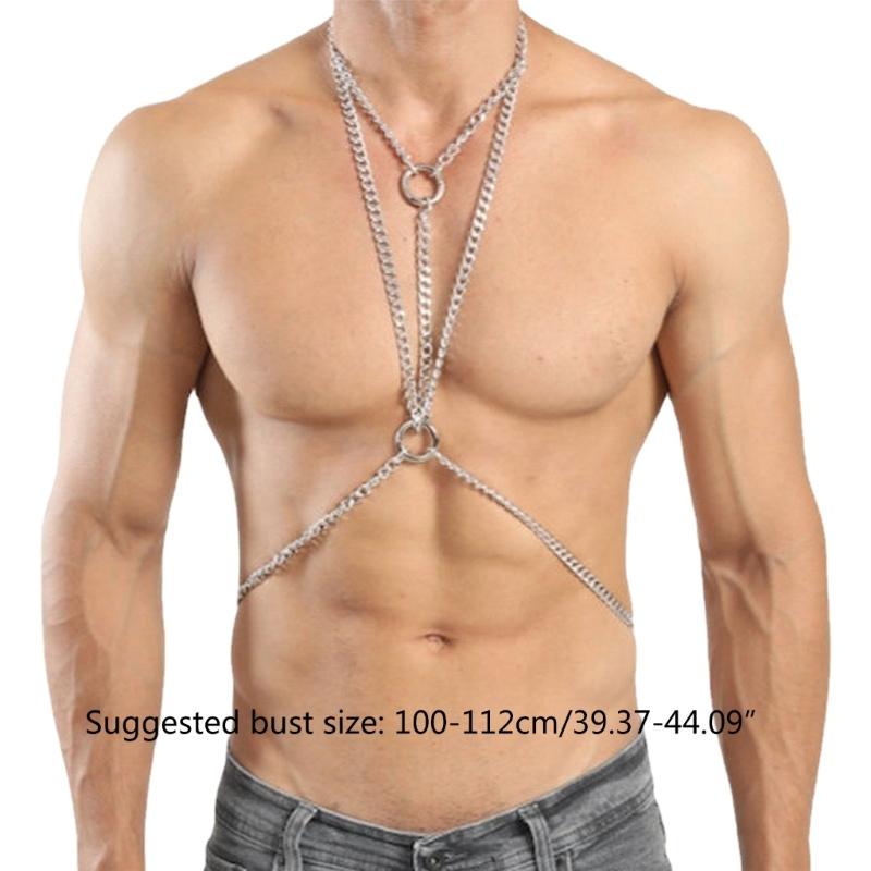 Catena Corpo Uomo, Catena Corpo Punk Sexy Imbracatura Petto Catene Clubwear Catena Petto Argentata Accessori Costume Clubwear