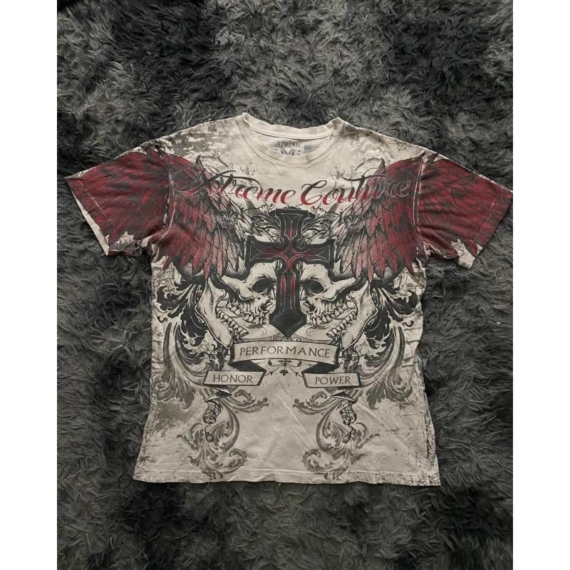 European and American men's summer fashion skull letter print comfortable and breathable round neck T-shirt outdoor street top