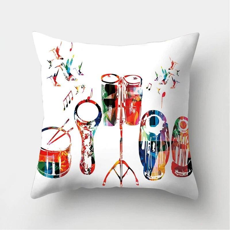 Musical Instrument Pattern Cushion Pillowcase  Cover Pillow Sofa Decorative