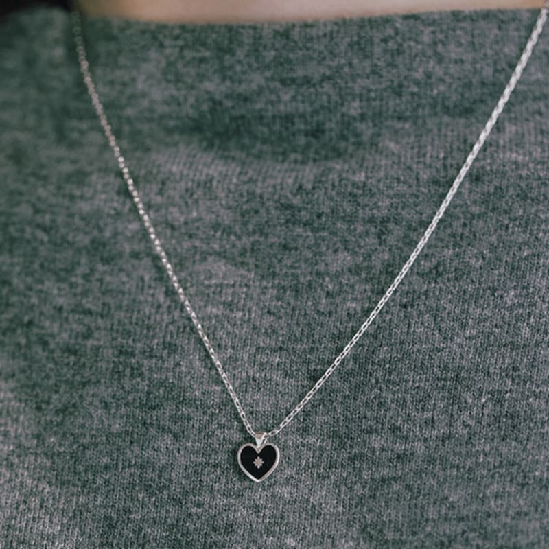 

by hyeres Heart spade enamel necklace black (Silver) BH6N36638WB450 ONE