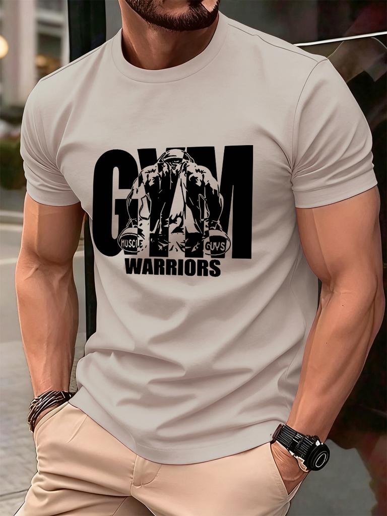 Gym Warriors Muscle Guys Printing Mens TShirt Cotton Summer Soft Tops Oversized ONeck Short Sleeve T Shirt Casual Male Clothes