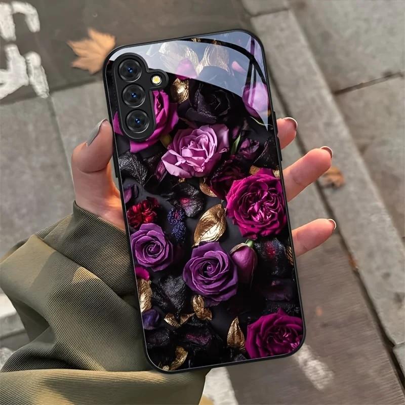 Luxury Retro Floral Phone Case for Xiaomi Redmi Note 8 8T 9 9S 10 11 12 12S 13 13C 14 15 15C Pro Plus 5G Glass Frame Back Cover